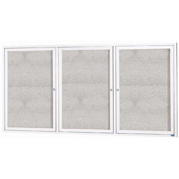 Aarco Aarco Products ODCC4896-3RW 3-Door Outdoor Enclosed Bulletin Board Aluminum Frame - White ODCC4896-3RW